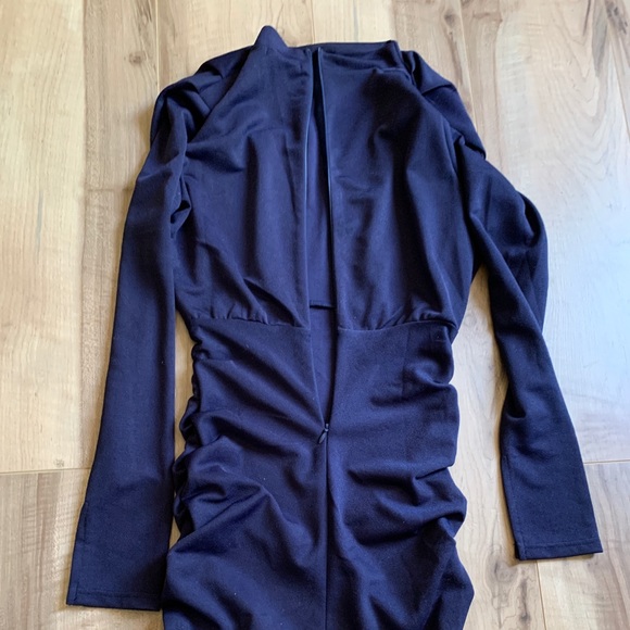 Short navy blue ruched dress - Picture 3 of 6